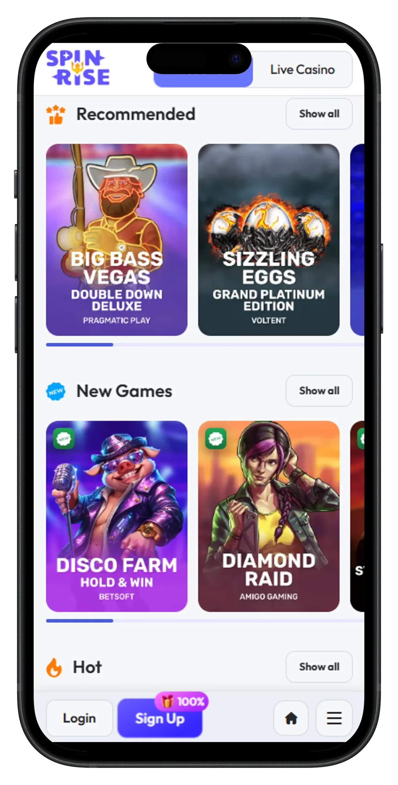 Spinrise Casino App für iOS herunterladen